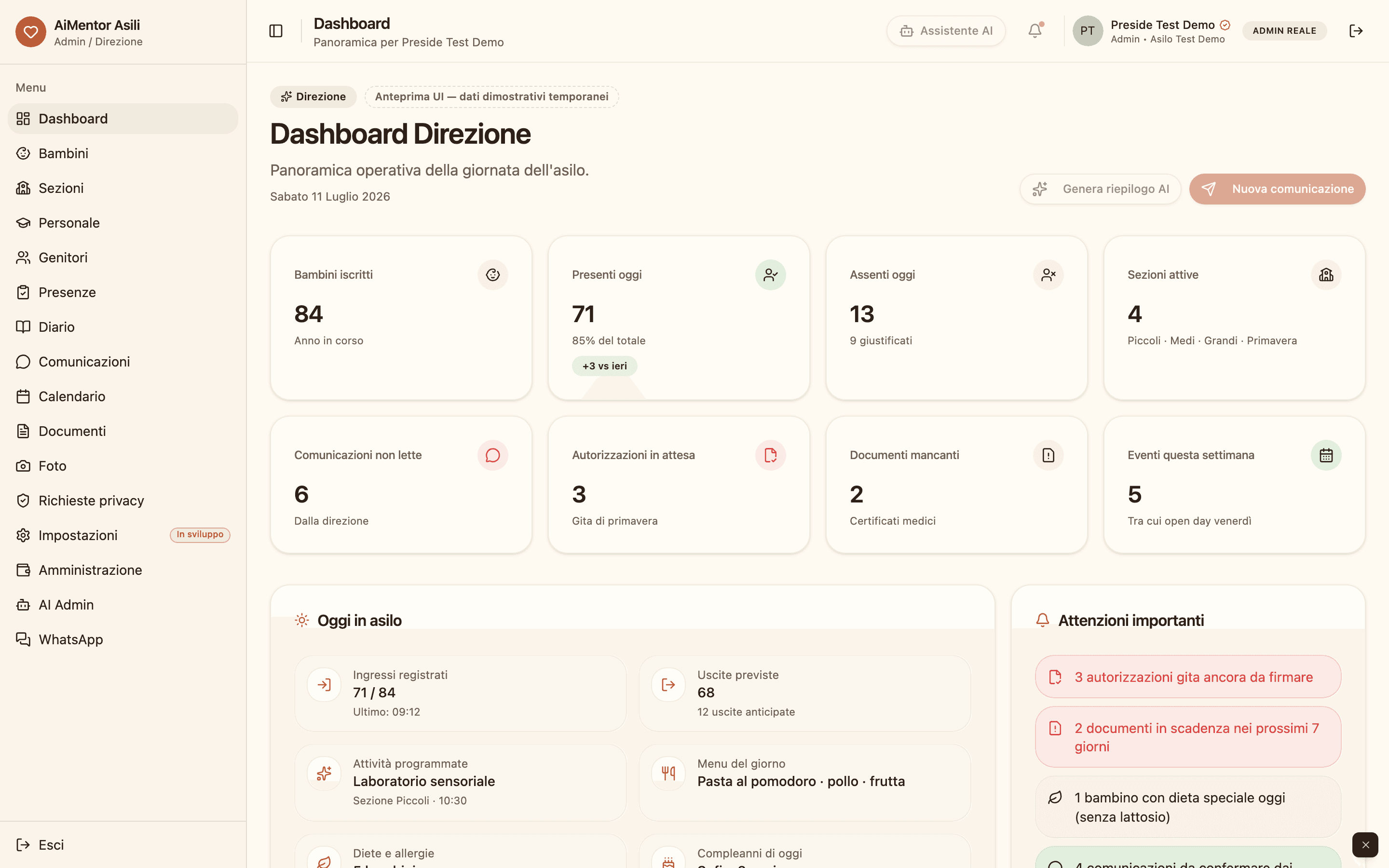app · Dashboard direzione